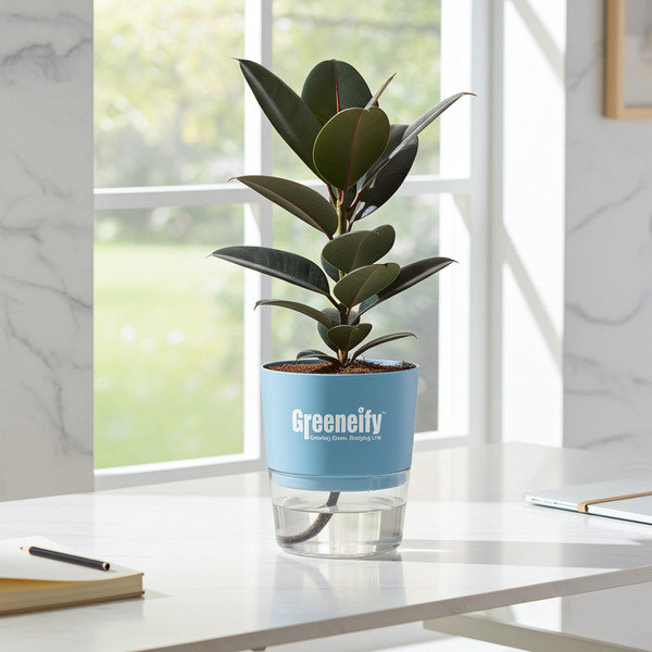 Greeneify Rubber plant with self watering pot