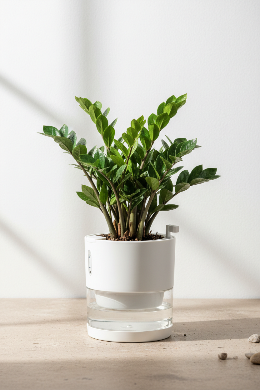 ZZ Plant Black (Zamioculcas zamiifolia) with self watering pot